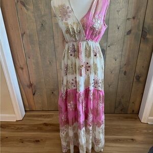Pink and Cream Maxi Dress